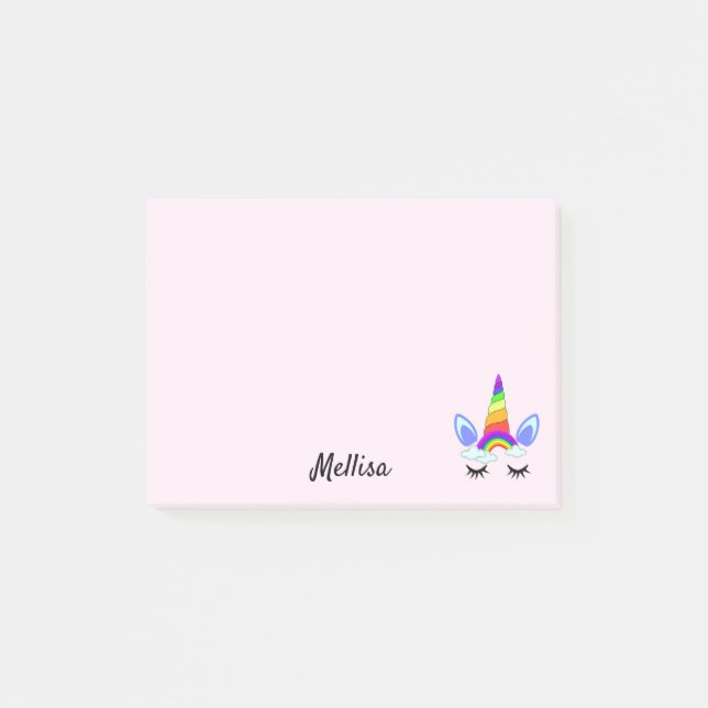 Rainbow Unicorn DIY Your Name Post it Notes Post-it Block (Framsida)