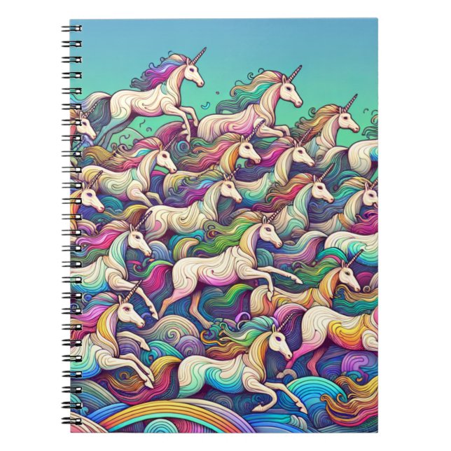 Rainbow Unicorn Fantasy Art Notebook Anteckningsbok (Framsidan)