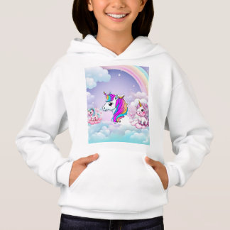 Rainbow Unicorn Fantasy Clouds and Hearts T Shirt