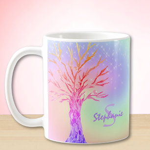 Rainbow Unicorn Färg Sparkles Monogram Girl's Kaffemugg