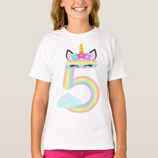 Rainbow Unicorn Femte födelsetagen Shirt T