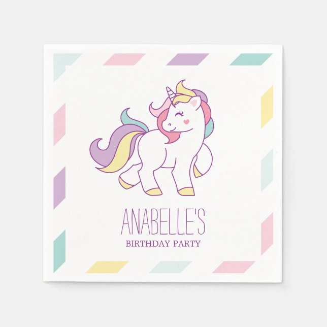 Rainbow Unicorn Flick kalas Pappersservett (Framsidan)