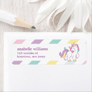 Rainbow Unicorn Flick kalas Returadress Etikett