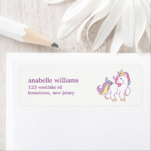 Rainbow Unicorn Flick kalas Returadress Etikett