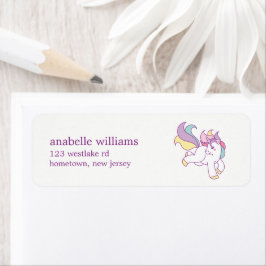 Rainbow Unicorn Flick kalas Returadress Etikett