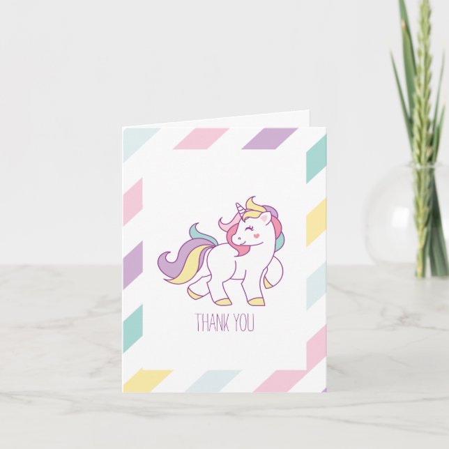 Rainbow Unicorn Flick kalas Tack Kort (Framsida)