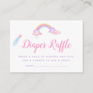 Rainbow Unicorn Flicka Shower Diaper Raffle Tilläggskort