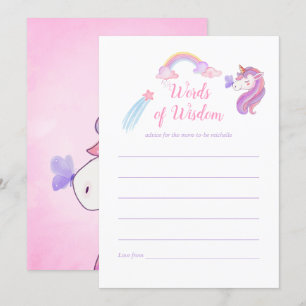 Rainbow Unicorn Flicka Shower Mamma Advice Inbjudningar
