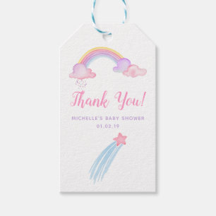Rainbow Unicorn Flicka Shower Tack Presentetikett