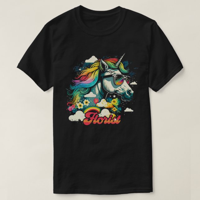 Rainbow Unicorn Florist T Shirt (Design framsida)