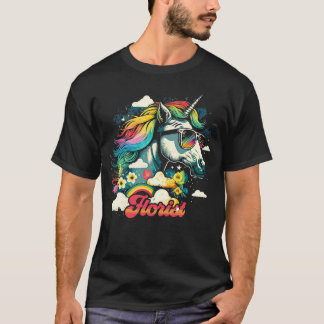 Rainbow Unicorn Florist T Shirt