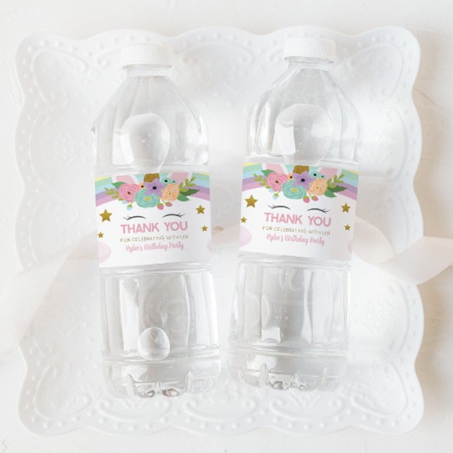 Rainbow Unicorn-Födelsedagsfest-förmån Vattenflaskor Etikett (Skapare uppladdad)