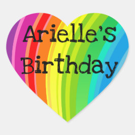 Rainbow Unicorn Födelsedagsfest Heart Sticker Hjärtformat Klistermärke