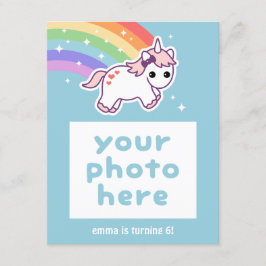 Rainbow Unicorn Födelsedagsfest Photo-inbjudningar Inbjudningar