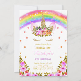 Rainbow Unicorn-födelsedagsinbjudan Inbjudningar