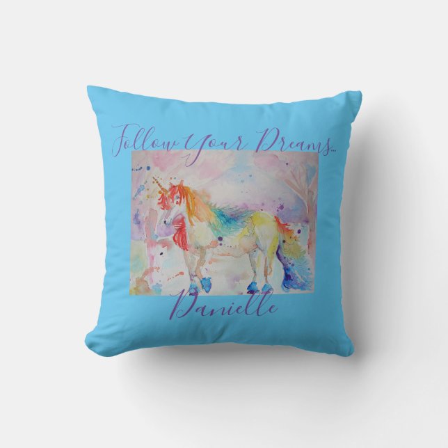 Rainbow Unicorn följer din Dreams Cushion Kudde (Framsida)