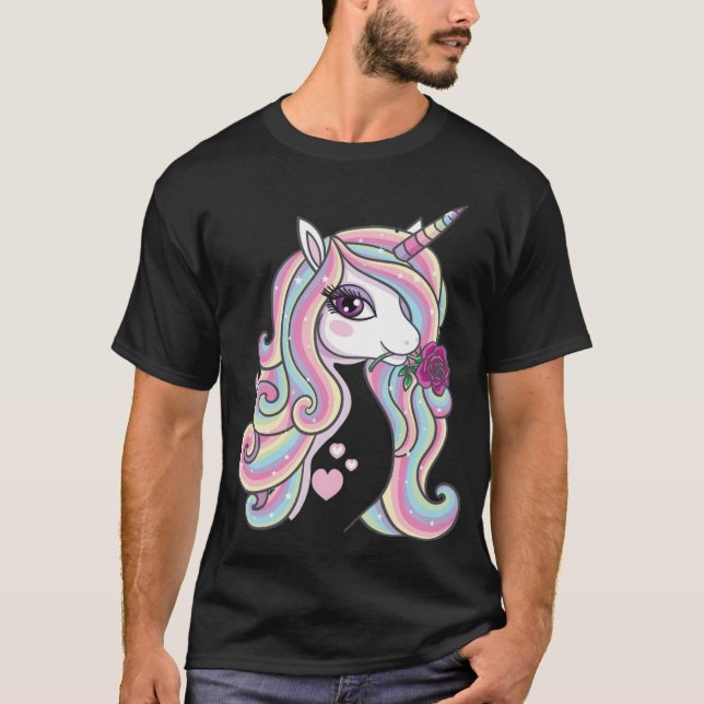 Rainbow Unicorn geek  T Shirt (Framsida)