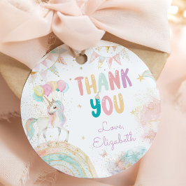 Rainbow Unicorn Girl Birthday Tack Gåvor Etiketter