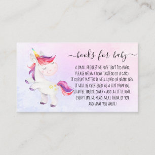 Rainbow Unicorn Girl Bok Request for Baby Shower Tilläggskort