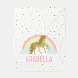 Rainbow Unicorn Girl Fleecefilt