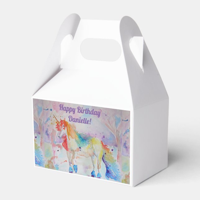 Rainbow Unicorn Girls Birthday Cake Favor Box Presentaskar (Framsidan Sidan)