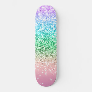 Rainbow Unicorn Glitter 1 (Faux Glitter) #pastel Mini Skateboard Bräda 18,5 Cm