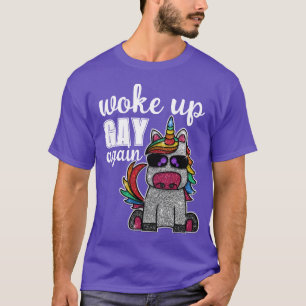 Rainbow Unicorn Glitter Funny Woke Gay igen T Shirt