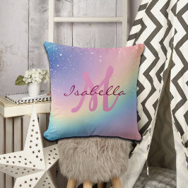 Rainbow Unicorn Glitter Kudde