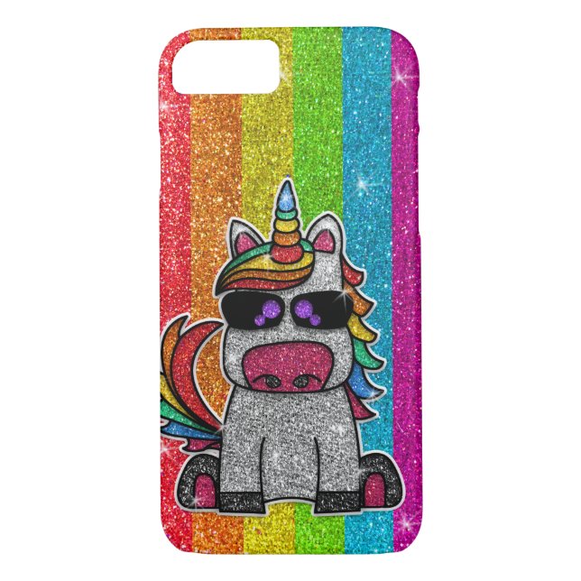 Rainbow Unicorn Glitter Sparkly Guld Sparkles Case-Mate iPhone Skal (Baksida)
