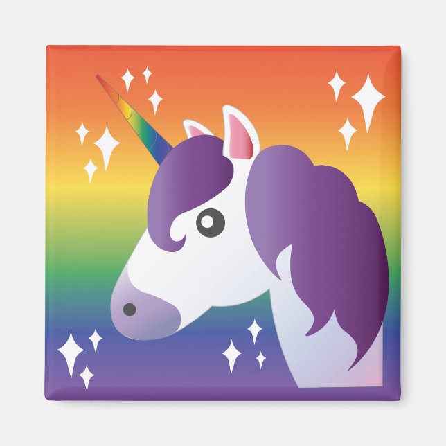 Rainbow Unicorn Gnistra Emoji Magnet (Framsidan)