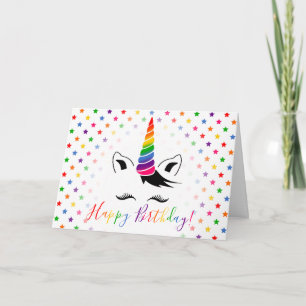 Rainbow Unicorn Grattis på födelsedagen Kort