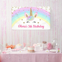 Rainbow Unicorn Guld Glitter Birthday Banner