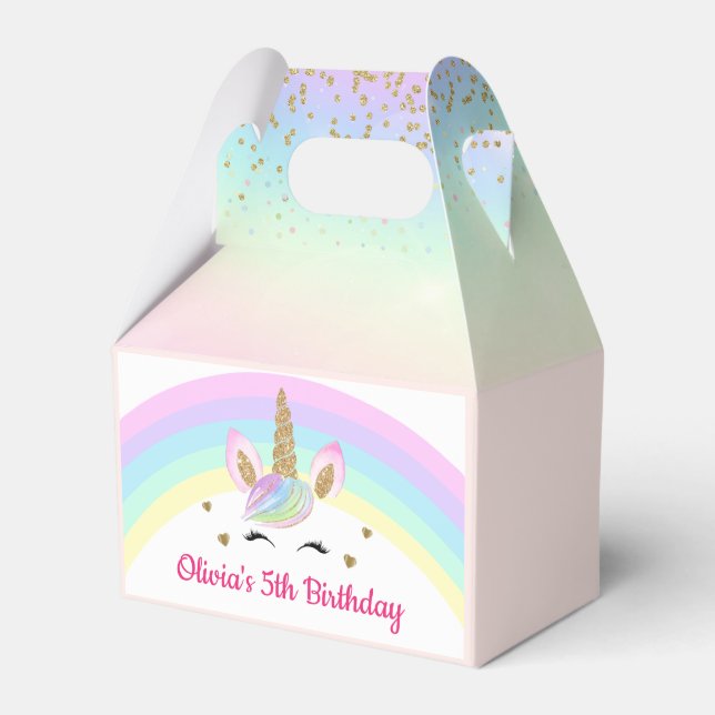 Rainbow Unicorn Guld Glitter Girl Birthday Presentaskar (Framsidan Sidan)