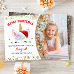 Rainbow Unicorn Guld Magic jul 2 Photo Julkort<br><div class="desc">Rainbow Unicorn Guld Magic jul 2 Photo Helgdag Card</div>