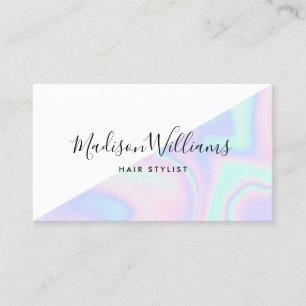 Rainbow unicorn holoGraph hair salon färg block Visitkort