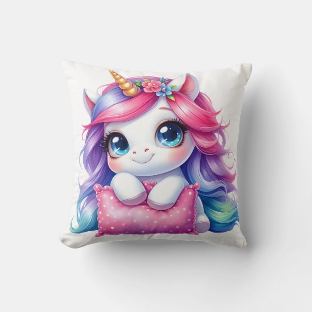 Rainbow Unicorn Hugger Pillow Kudde (Framsida)