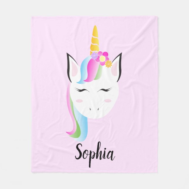 Rainbow Unicorn illustration Personlig baby Fleecefilt (Framsidan)
