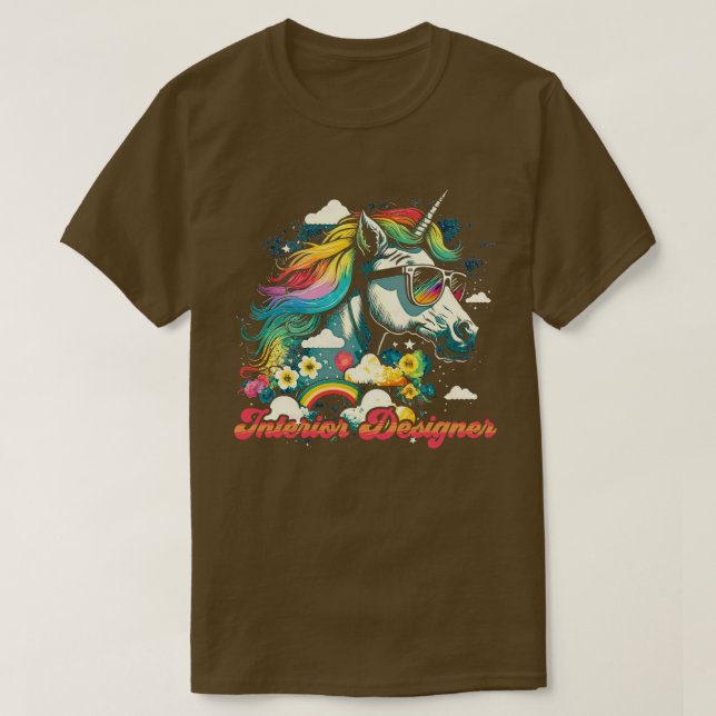 Rainbow Unicorn Insida Designer T Shirt (Design framsida)
