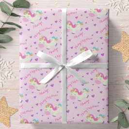 Rainbow Unicorn jul Glitter Rosa Presentpapper
