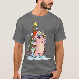 Rainbow Unicorn Julgran Cute Merry Christm T Shirt