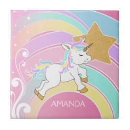 Rainbow Unicorn Kakelplatta