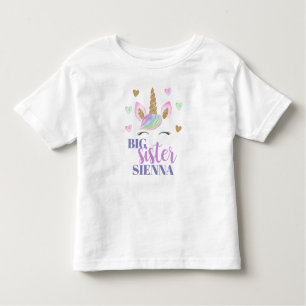 Rainbow Unicorn Kärlek Heart Big Sister Personlig T Shirt