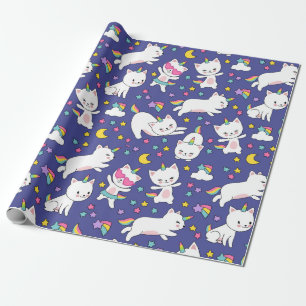 Rainbow Unicorn Kattunge Presentpapper