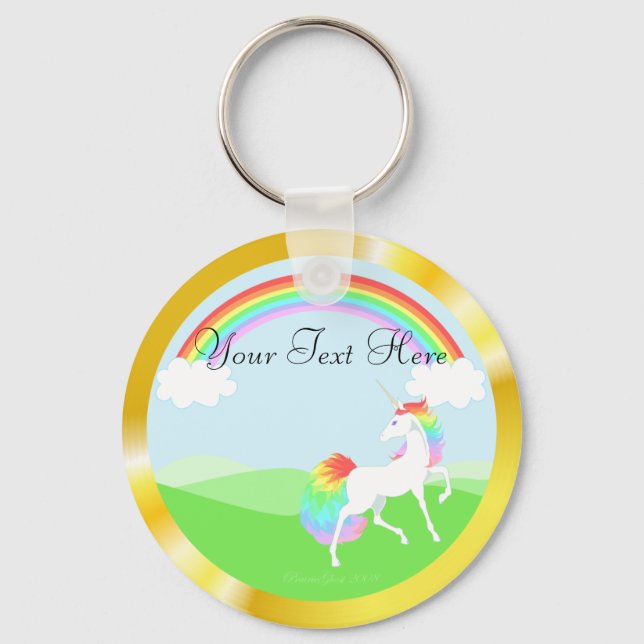 Rainbow Unicorn Keychain Nyckelring (Framsida)