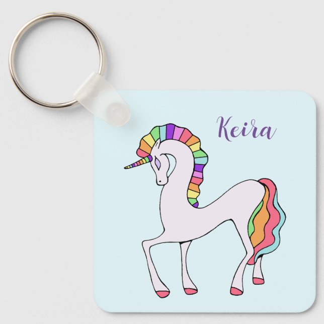 Rainbow Unicorn Keychain Nyckelring (Framsida)