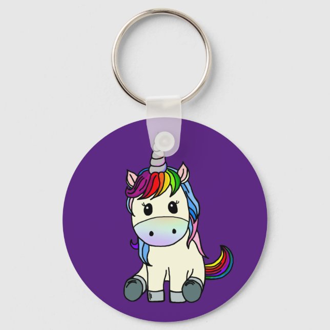 Rainbow Unicorn Keychain Nyckelring (Framsida)