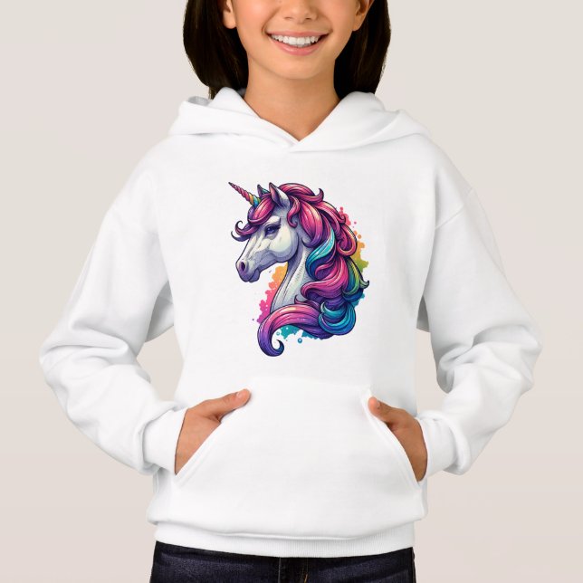 Rainbow Unicorn Kids Hoodie - Magic Comfort och T Shirt (Framsida)