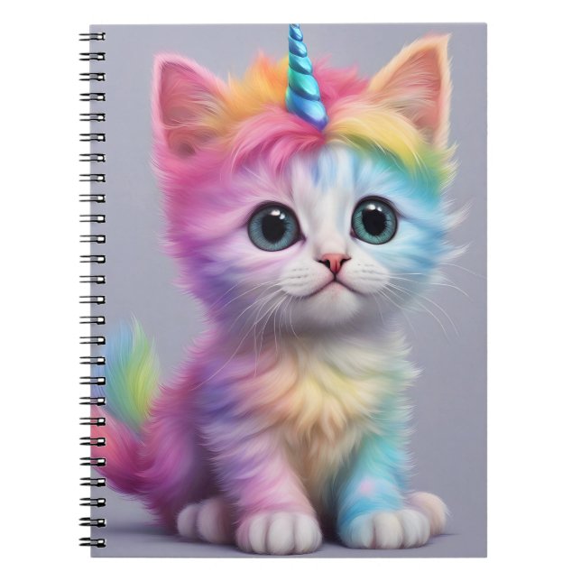 Rainbow Unicorn Kitten Anteckningsbok (Framsidan)