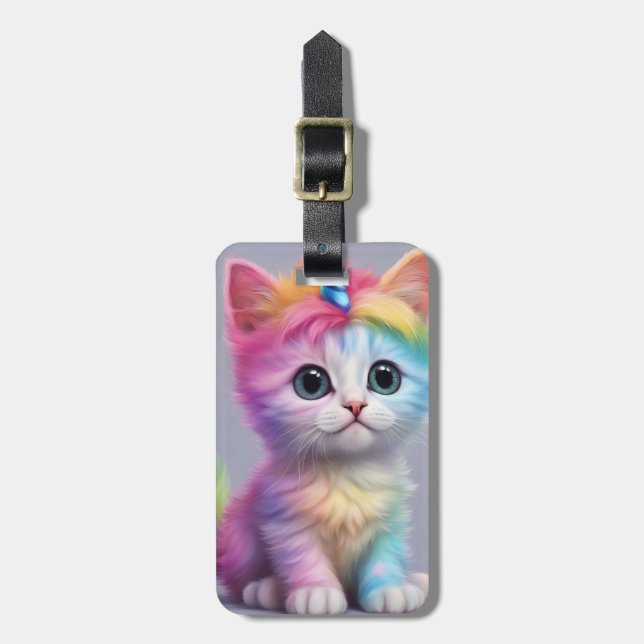 Rainbow Unicorn Kitten Bagagebricka (Vertikal Framsida)