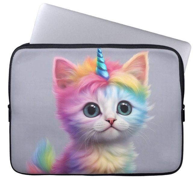 Rainbow Unicorn Kitten Laptop Fodral (Framsidan)